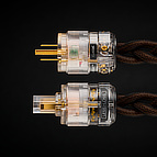 Pictured side by side, both ends of C-MARC™ <b>Classic</b> <i>Entropic Process</i> power cable. This one features the US/Japan/China wall plug.