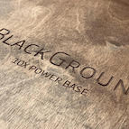 BlackGround 10x Power Base features this laser engraved logo on top.