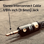 A weatherproof, hand-made C-MARC™ stereo interconnect with 1/4 inch (6.35mm) or 1/8th inch (3.5mm) jacks.