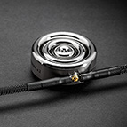 Here you can see two C-MARC™ Grounding Cables connecting the conductive bodies of two Blackbody v.2 devices. The Ring Terminal option fits the Blackbody perfectly, and you can put two such terminals onto one grounding bolt. Each Grounding Cable is always led off to either side of the Blackbody, never perpendicularly to its face or bottom. In this way, one master Ground Cable can run to your power outlet's ground contact, and all others can join Blackbody to Blackbody to maintain only one possible ground path resulting in lowest possible noise.