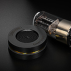 For size, Giant Steps equipment foot pictured next to a 6SN7 vacuum tube. Height is 17mm and diameter is 50mm.